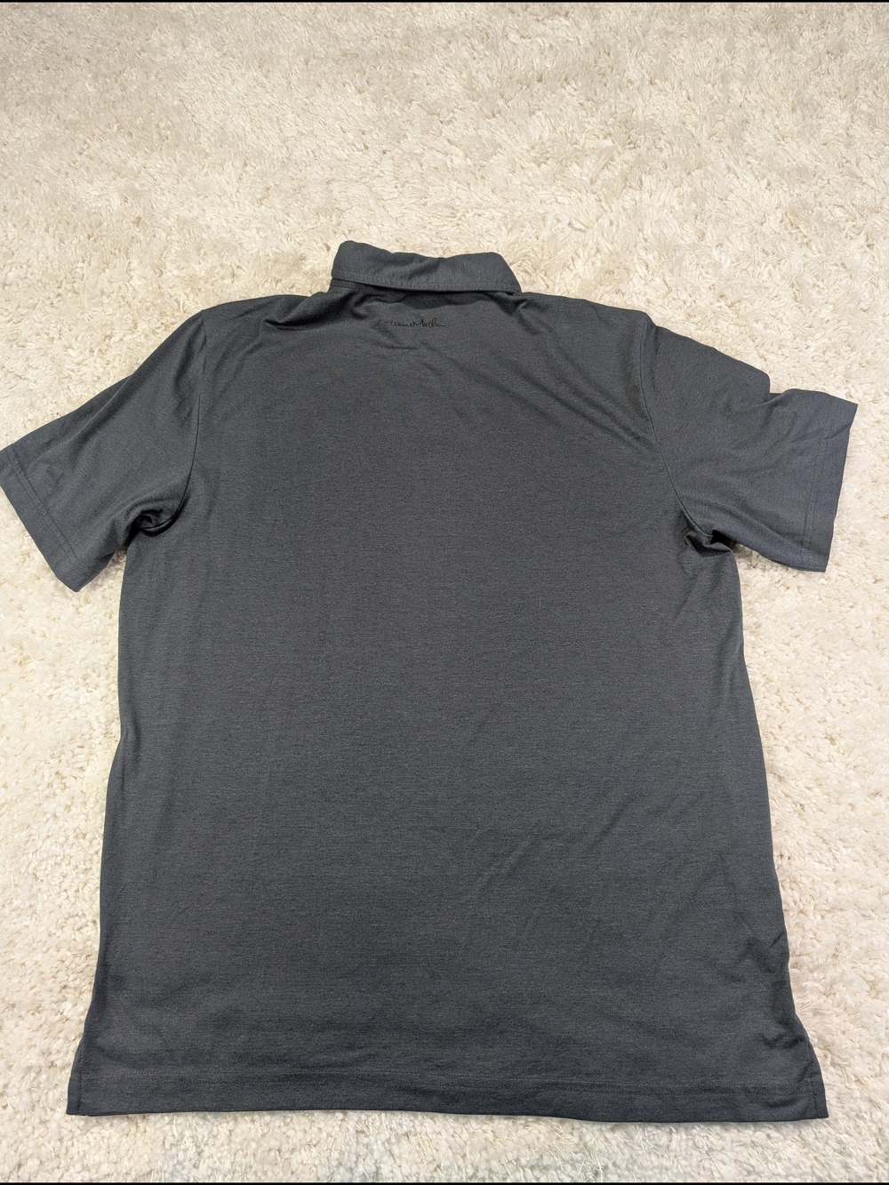 Travis Mathew Dark Gray Polo with Subtle Red and Light Gray Stripes - Picture 3 of 3